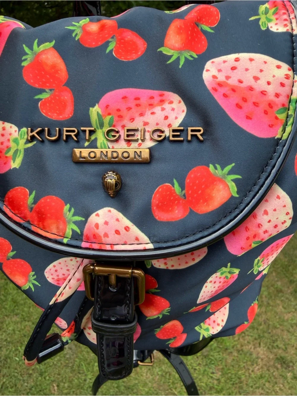 Kurt Geiger London Portobello Strawberry Print Small Backpack NWT
